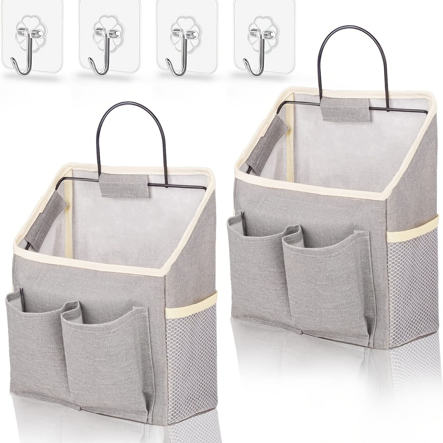 1pc Hanging Storage Bag, Wall Hanging Organiser Basket With Bathroom Pocket, Bedroom, Kitchen, Dormitory Dormitory, Essentials, RV Storage And Organization (Gray)