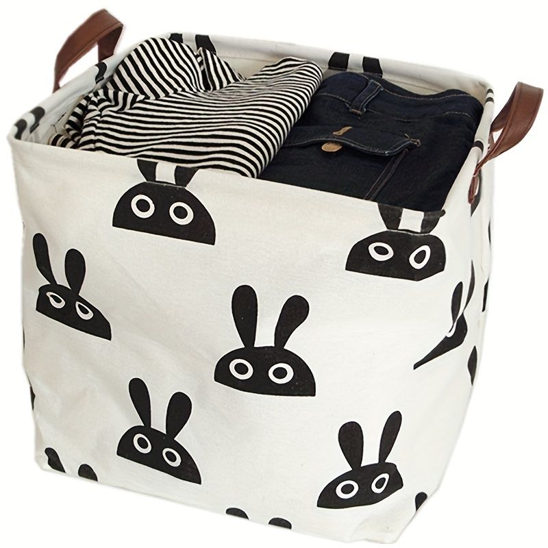 1pc Folding Square Storage Box, Fabric Storage Basket, Toy Storage Bin, Sundries Storage Organizer