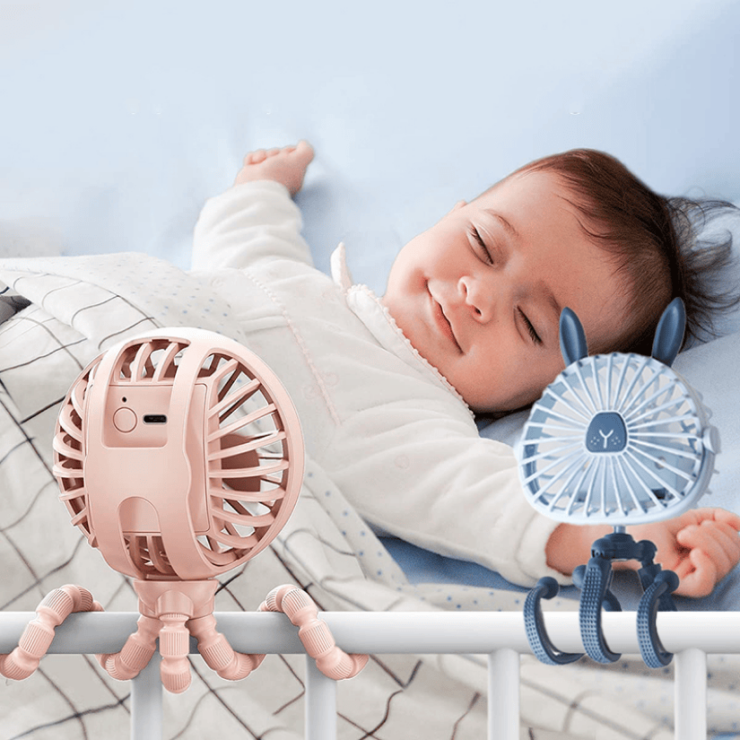 Luminous Portable Octopus Cart Fan, Outdoor Cart Fan, Infant 600 MAh USB Charging Handheld Home Electric Fan 3-speed