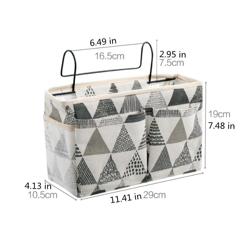 1pc Bedside Storage Bag With Pockets, Fabric Hanging Storage Organizer, Dormitory Upper And Lower Floor Storage Bag, Bedroom Storage Bag