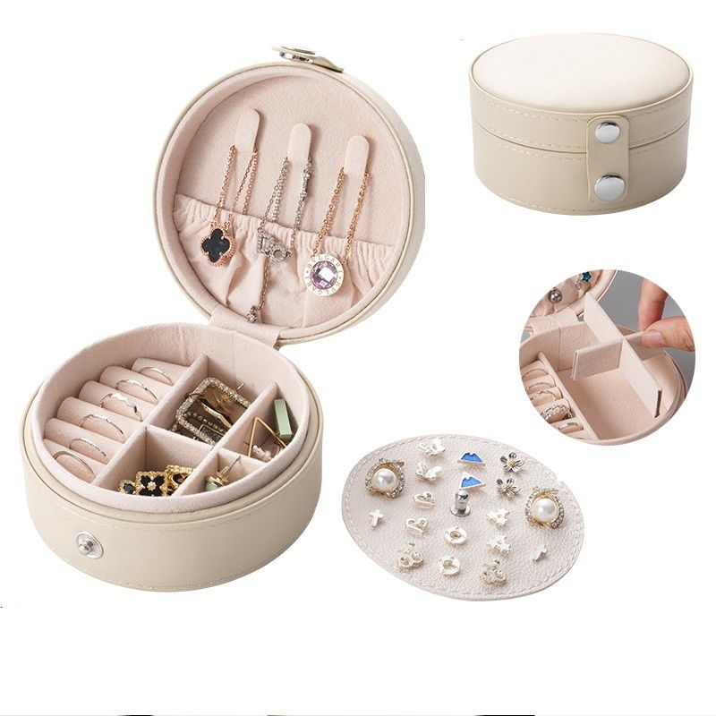 1pc; Mini Travel Jewelry Box; Travel Jewelry Case; Portable Jewelry Travel Organizer For Tangle-Free Necklaces Earrings Rings; Stud Earrings Storage Container