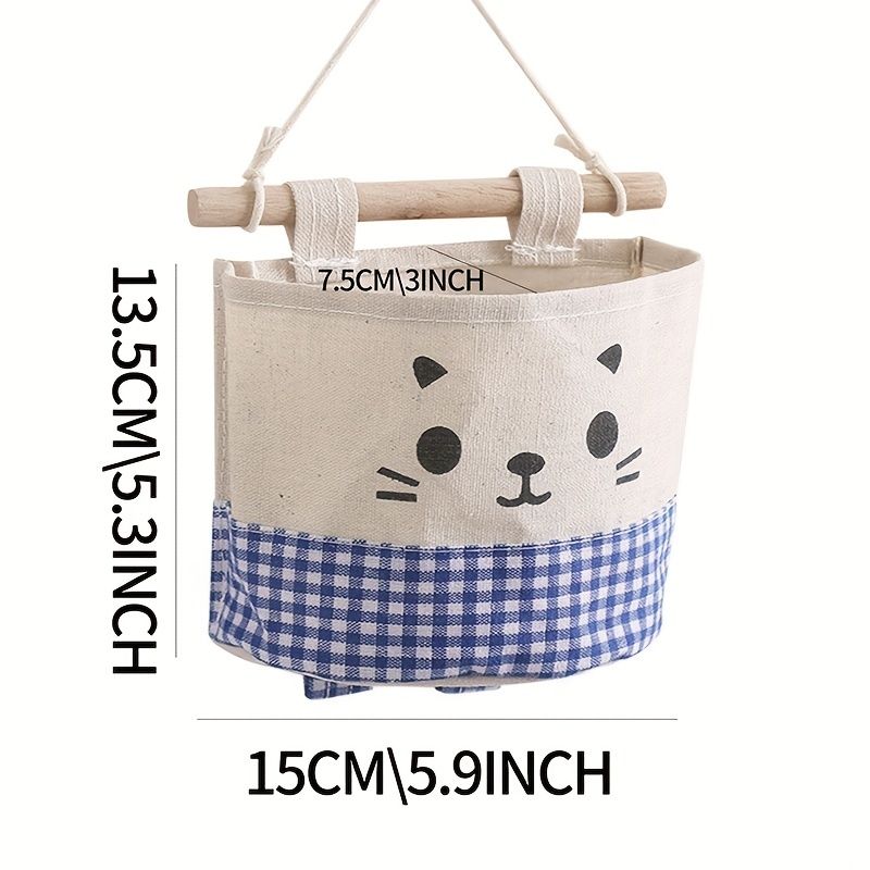 1pc Multifunctional Fabric Wardrobe Storage Hanging Bag; Cute Cartoon Wall Storage Hanging Bag; Stackable Hanging Storage Bag Behind The Door