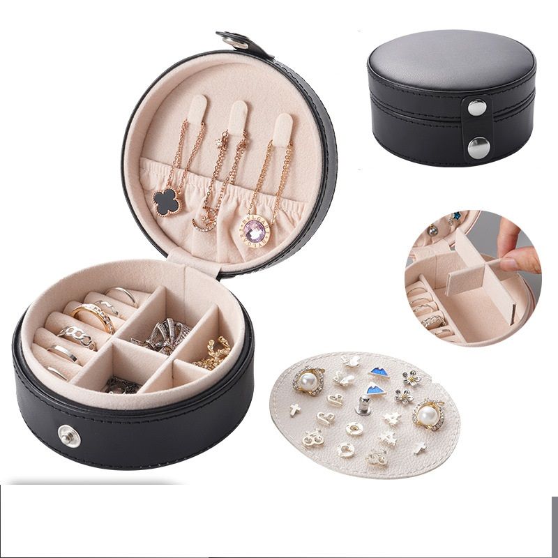 1pc; Mini Travel Jewelry Box; Travel Jewelry Case; Portable Jewelry Travel Organizer For Tangle-Free Necklaces Earrings Rings; Stud Earrings Storage Container