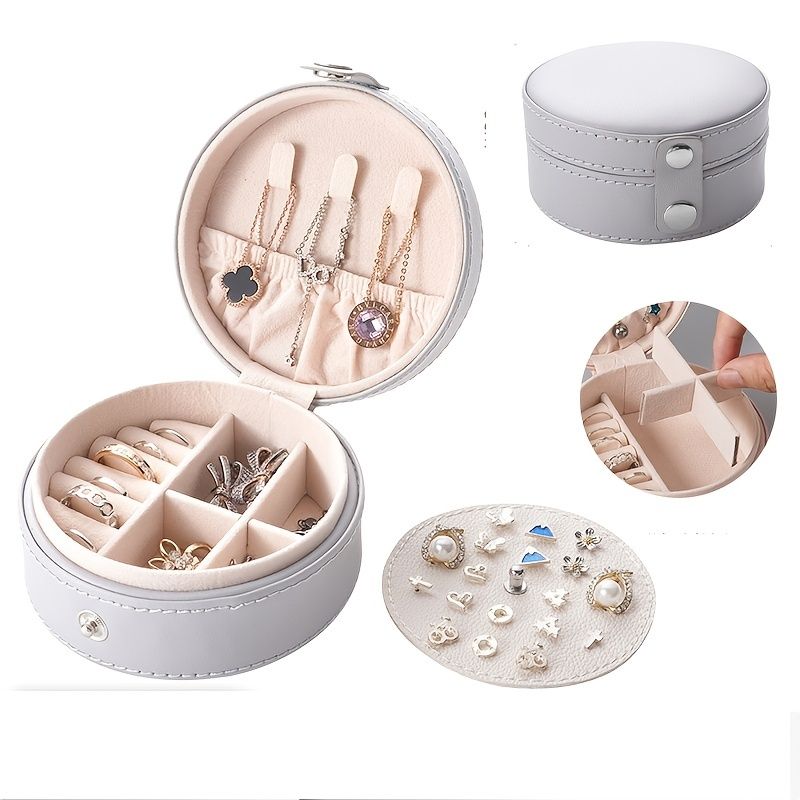 1pc; Mini Travel Jewelry Box; Travel Jewelry Case; Portable Jewelry Travel Organizer For Tangle-Free Necklaces Earrings Rings; Stud Earrings Storage Container