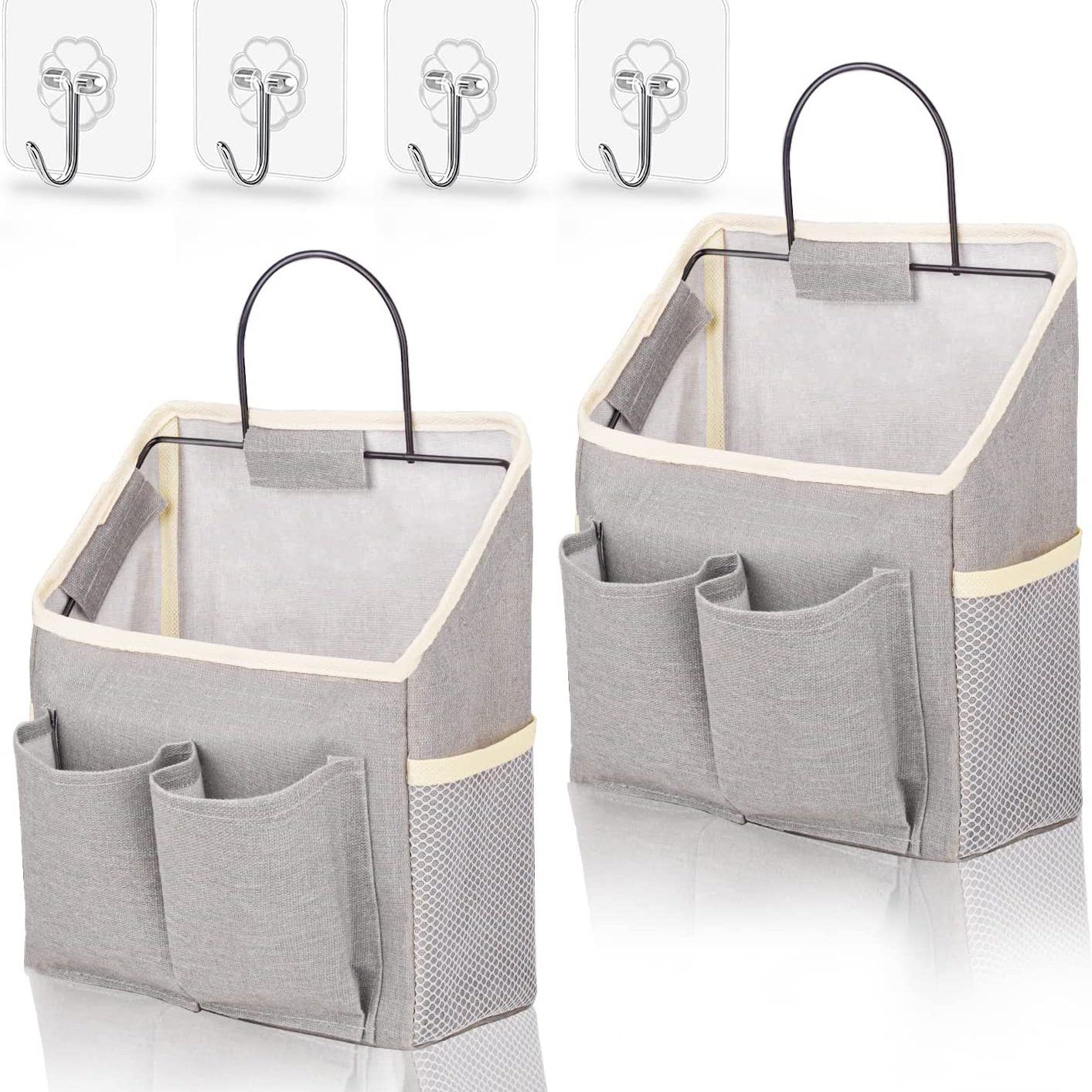 1pc Hanging Storage Bag; Wall Hanging Organiser Basket With Bathroom Pocket; Bedroom; Kitchen; Dormitory Dormitory; Essentials; RV Storage And Organization (Gray)