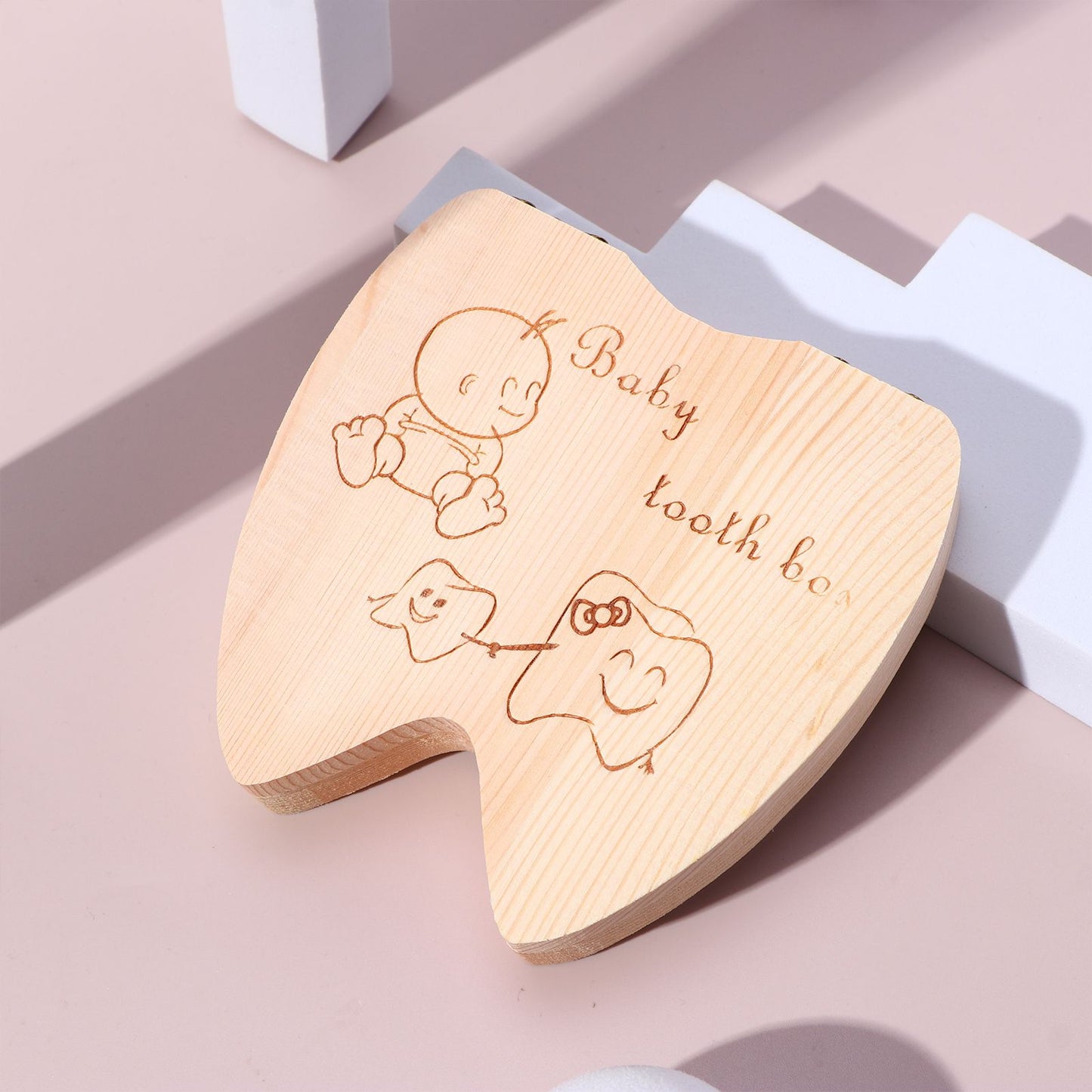 Wooden Baby Kids Tooth Storage Box; Tooth Wooden Box Organizer; Milk Teeth Wooden Storage Collecting Teeth Umbilical Cord Box 4.65*4.53*.1.1inch/11.8*11.8*2.8cm