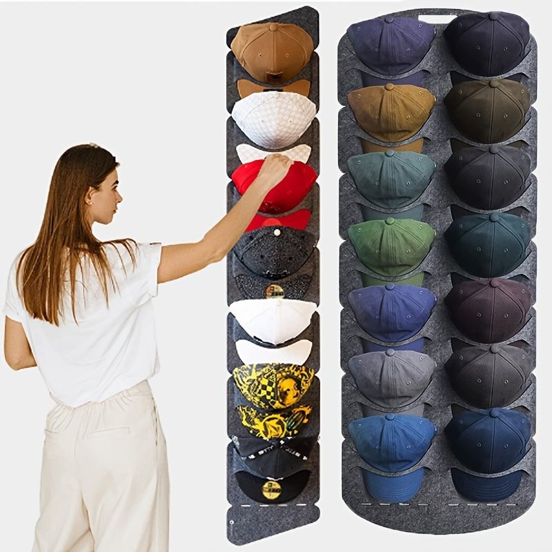 1 PC Hat Rack For Baseball Caps; 7/14 Pockets Foldable Baseball Cap Display Rack; Door Back Wall Non-Woven Large Hanging Hat Storage Bag