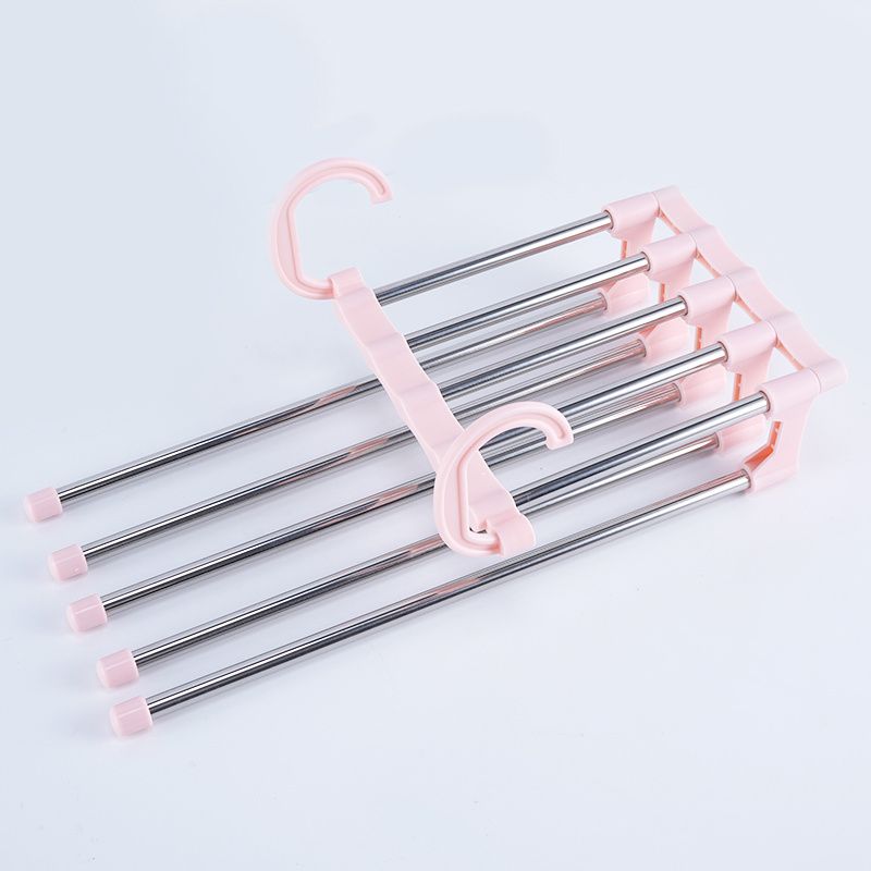 1PC Stainless Steel Multi-functional Pants Hanger; 5 In 1 Foldable Storage Rack Pants Hanger