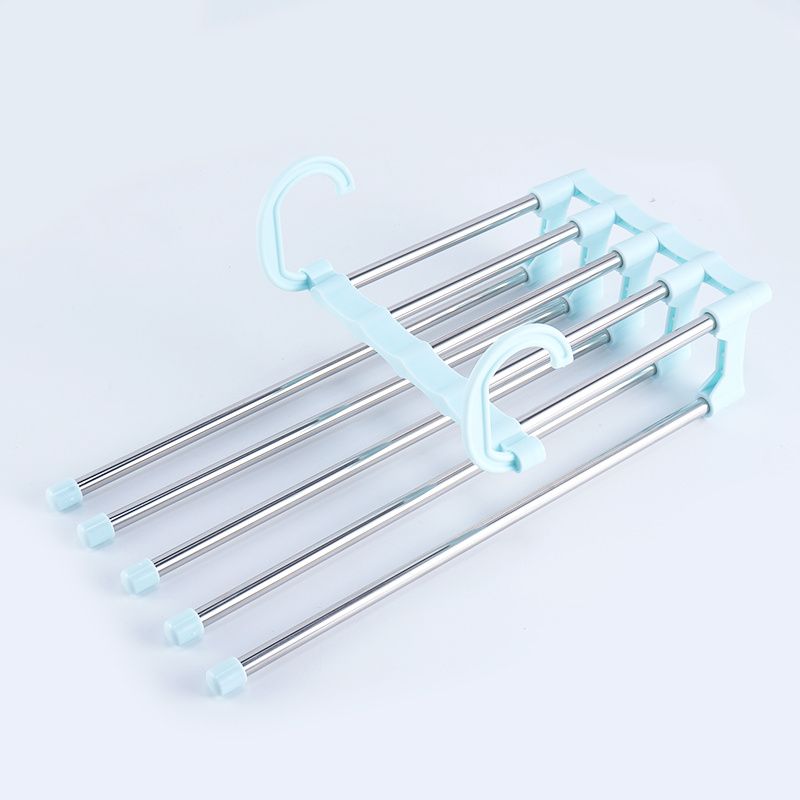 1PC Stainless Steel Multi-functional Pants Hanger; 5 In 1 Foldable Storage Rack Pants Hanger