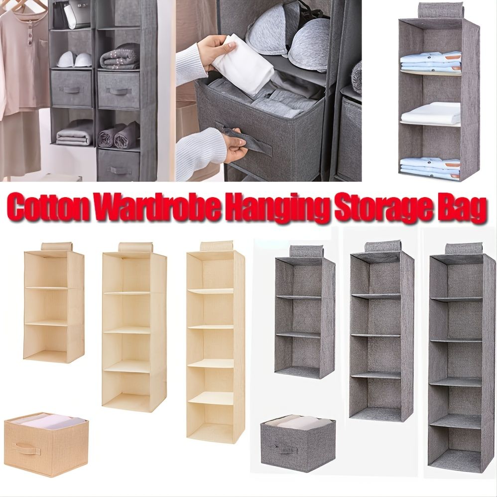 1pc Wardrobe Hanging Storage Bag; Drawer Fabric Closet Storage Organizer Holder