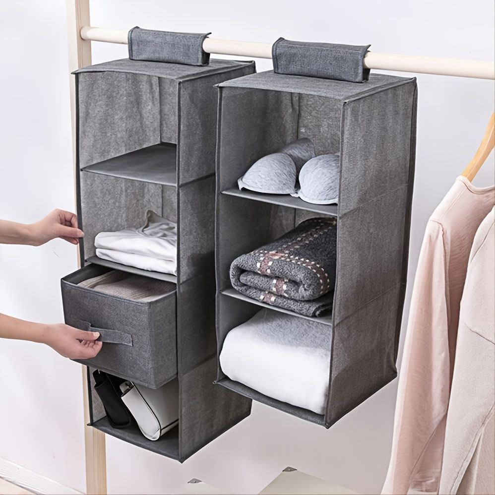 1pc Wardrobe Hanging Storage Bag; Drawer Fabric Closet Storage Organizer Holder