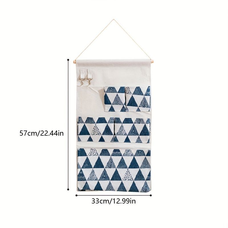 1pc Fabric Storage Bag; Hanging Bag; Over The Door Organizer With 5 Pockets; Wall-mounted Bedside Storage Bag; Student Dormitory Storage Artifact