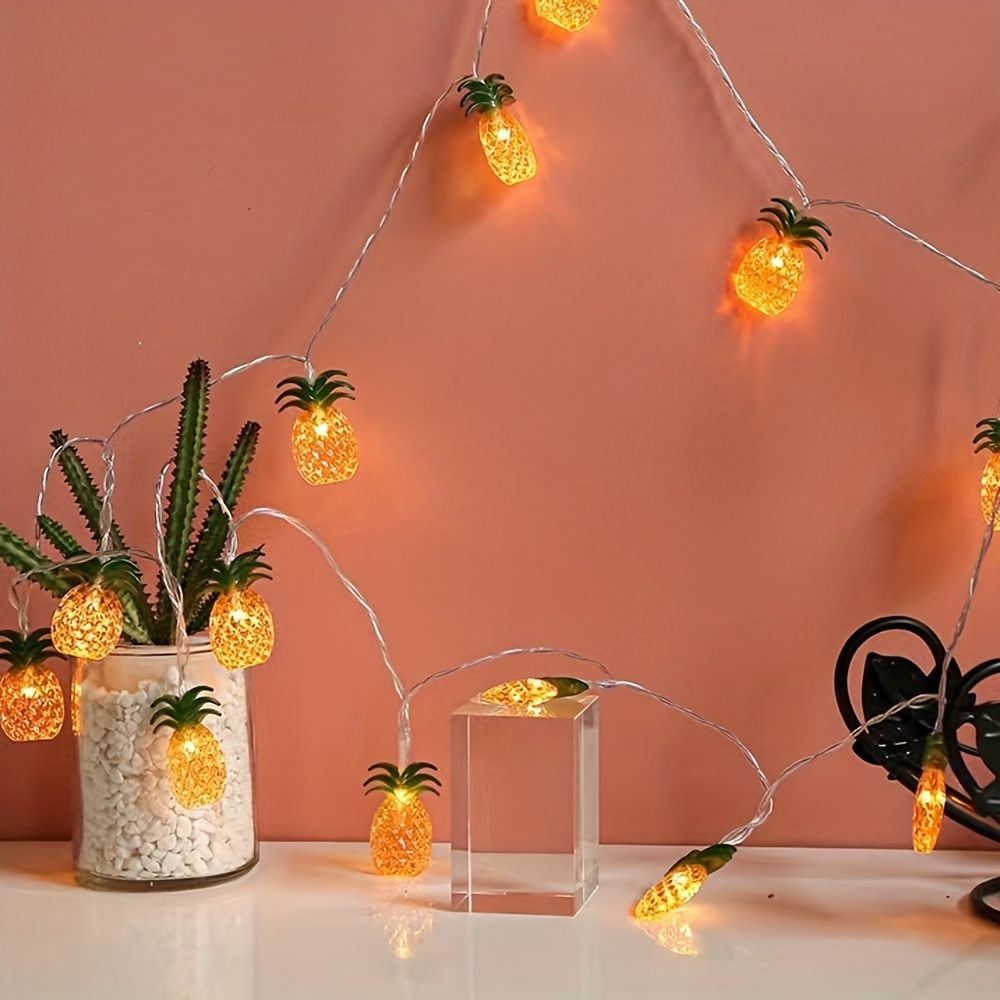 1pc, LED Simulation Fruit Copper Wire String Lights, Pineapple Rattan String Lights, Fairy Lights, Christmas Wedding Lights, Grape Summer Fruit Decorative Lights, Home Decor