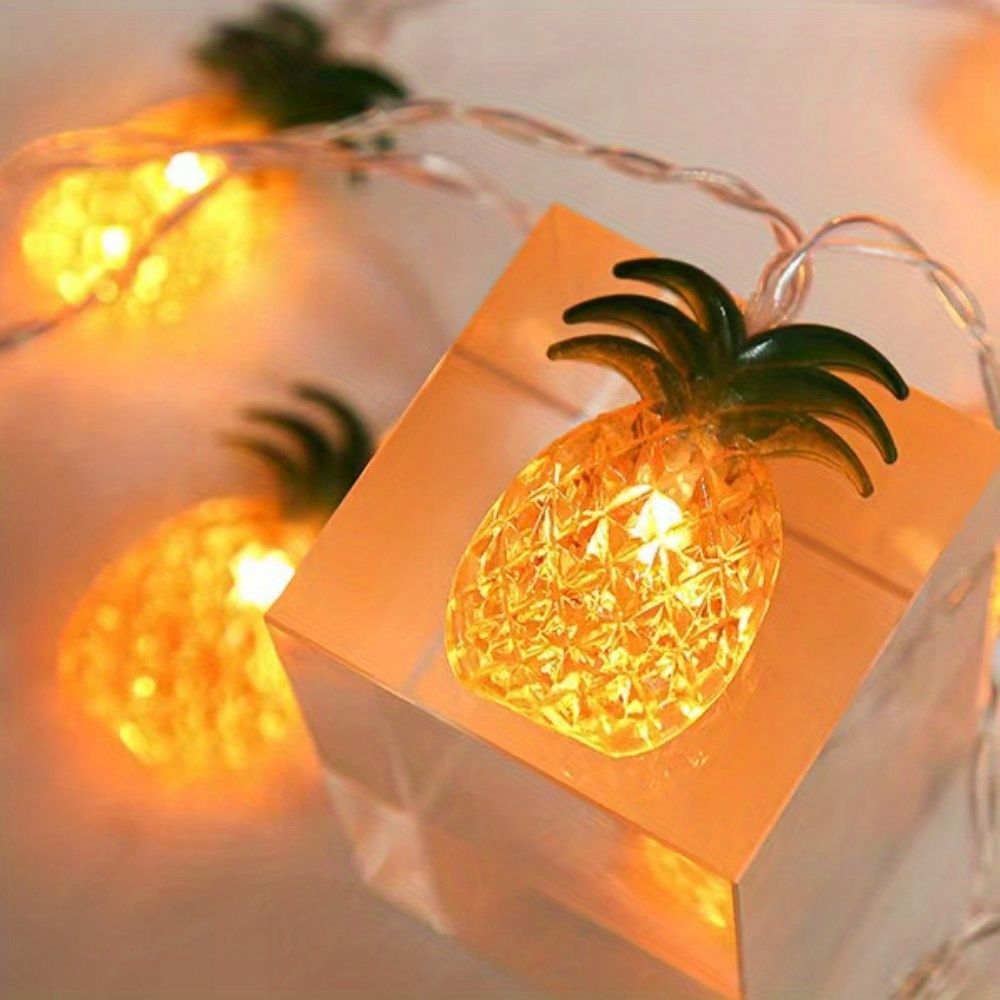 1pc, LED Simulation Fruit Copper Wire String Lights, Pineapple Rattan String Lights, Fairy Lights, Christmas Wedding Lights, Grape Summer Fruit Decorative Lights, Home Decor