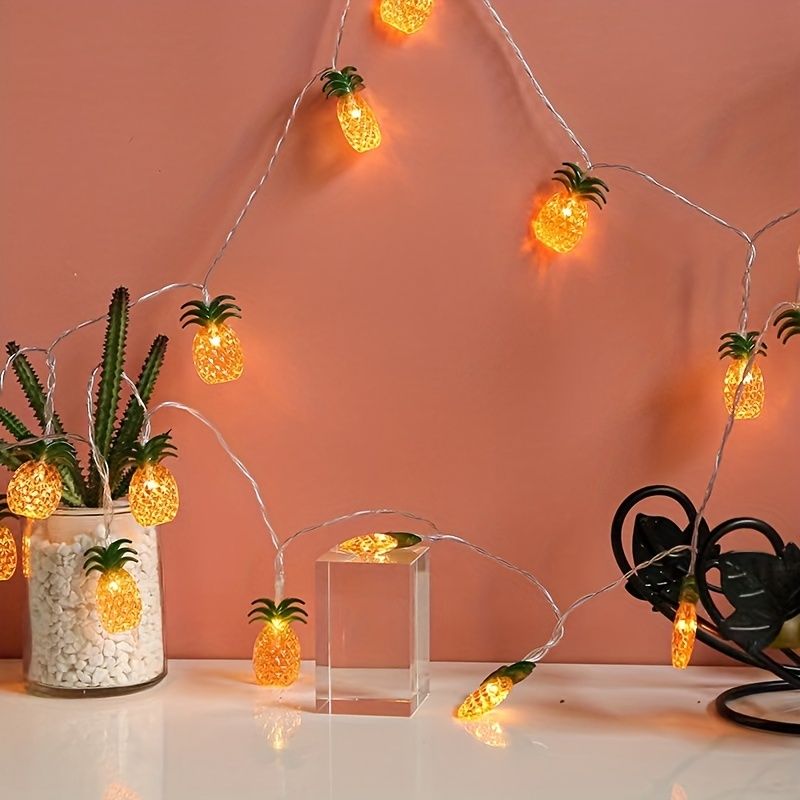 1pc, LED Simulation Fruit Copper Wire String Lights, Pineapple Rattan String Lights, Fairy Lights, Christmas Wedding Lights, Grape Summer Fruit Decorative Lights, Home Decor