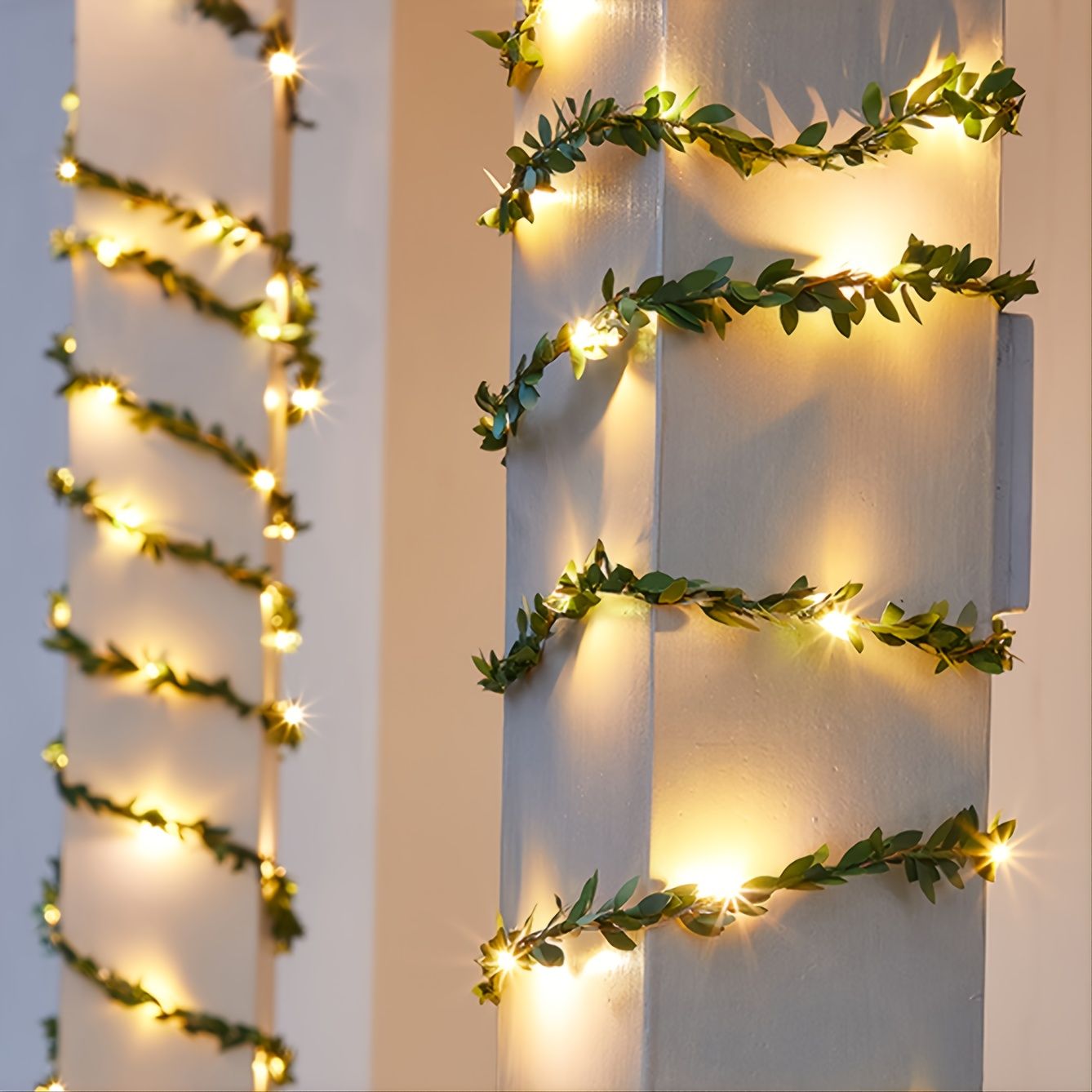 6.56ft/9.84ft/16.4ft LED Green Rattan; Copper Wire Light String; DIY Simulation Garland; Wedding Festival Decoration Flashing Light String