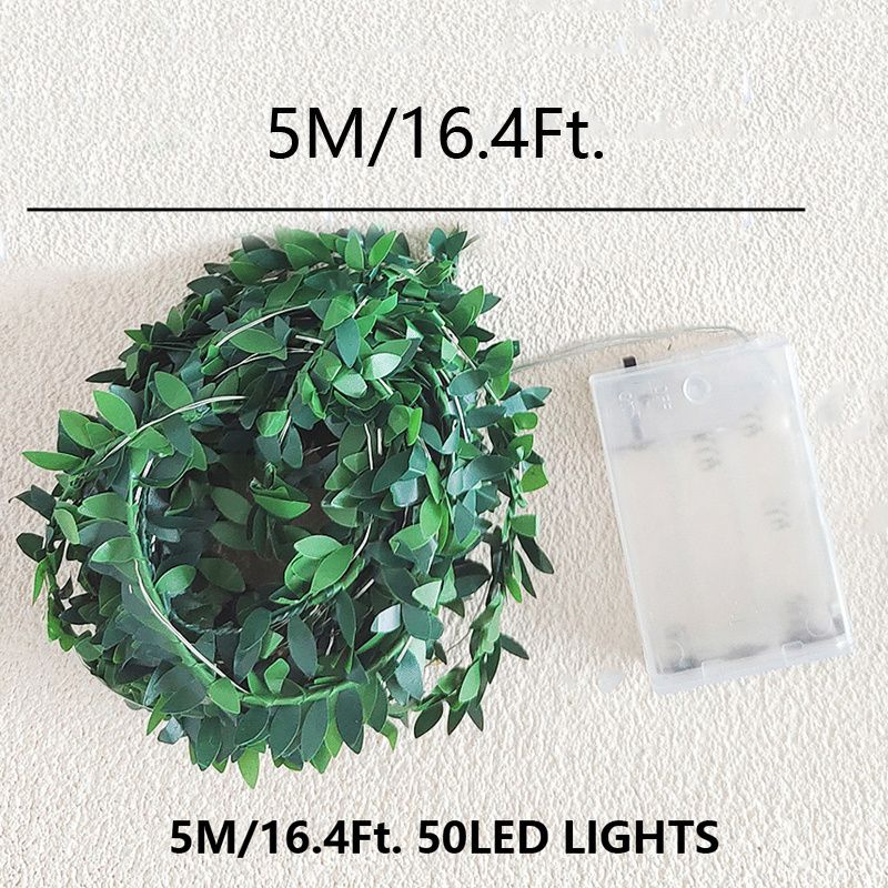 6.56ft/9.84ft/16.4ft LED Green Rattan; Copper Wire Light String; DIY Simulation Garland; Wedding Festival Decoration Flashing Light String