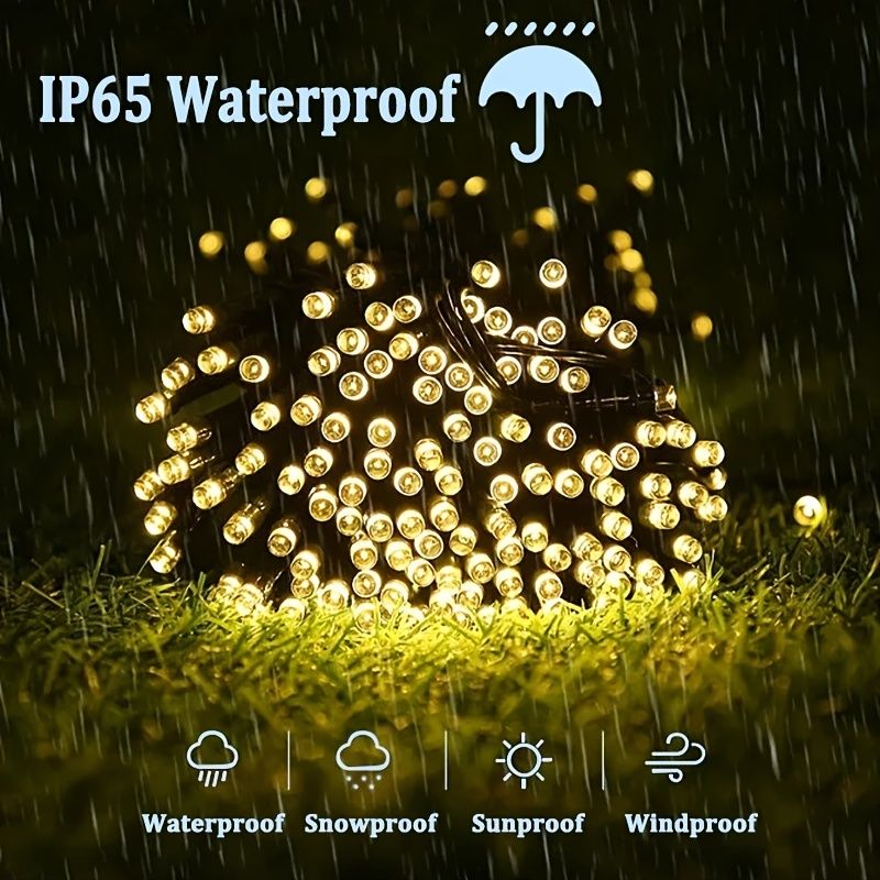 1pc; Led Solar String Light (21.3ft /39.3ft); 8-mode; 30led/100led; Solar Fairy Lamp; Waterproof Outdoor Festival Lights; Twinkle Lights