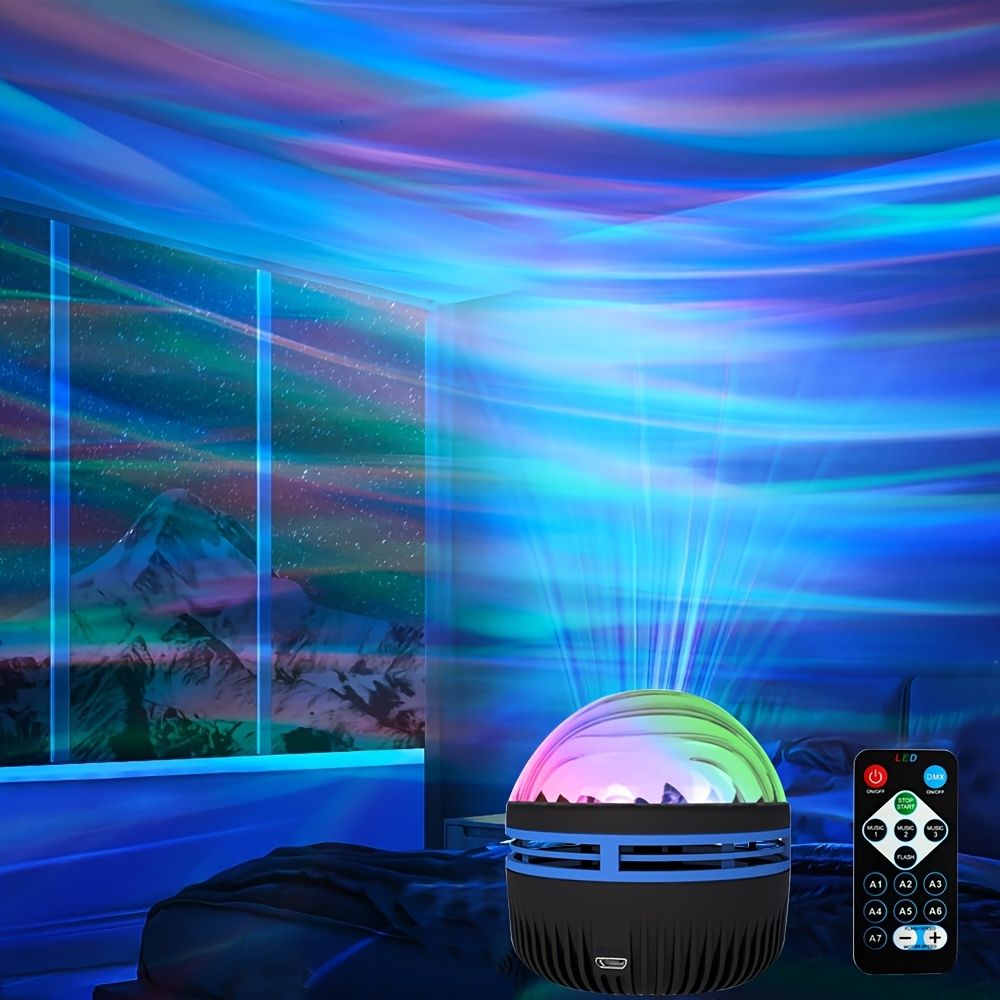 1 Set LED Water Pattern Starry Sky Light; Remote Control Aurora Projection Light; USB Plug-in Bedside Atmosphere Light; Small Magic Ball Stage KTV Hotel Laser Light