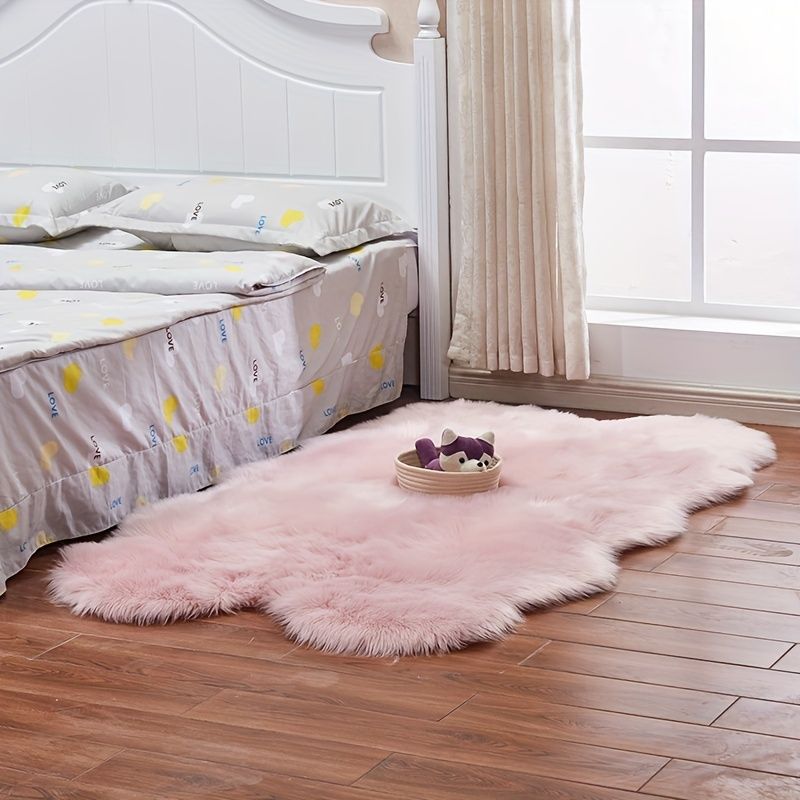 1pc Imitation Wool Carpet, Plush Carpet, Indoor Living Room Modern Simple Floor Mat, 39.37*70.87inch, Acrylic 80% Polyester 20%, Suede Fleece Bottom Long Imitation Wool Carpet