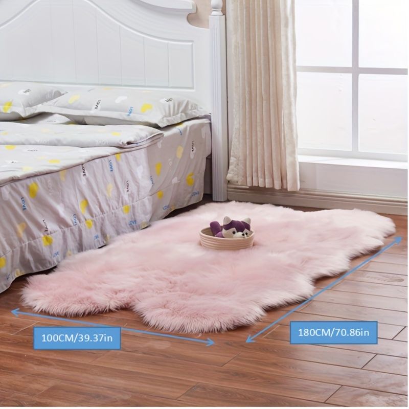 1pc Imitation Wool Carpet, Plush Carpet, Indoor Living Room Modern Simple Floor Mat, 39.37*70.87inch, Acrylic 80% Polyester 20%, Suede Fleece Bottom Long Imitation Wool Carpet