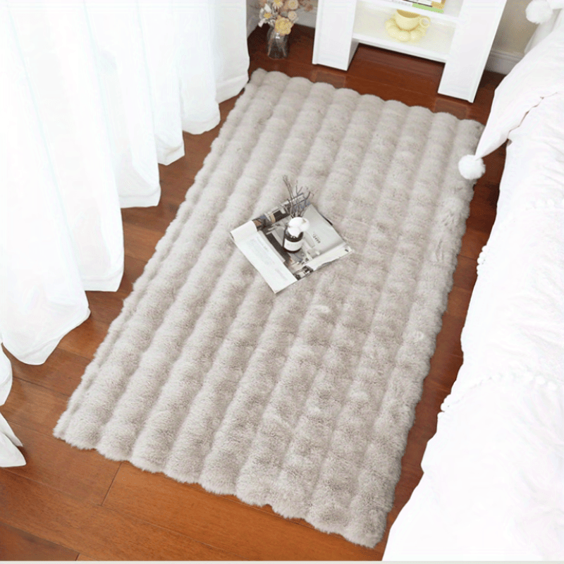 1pc Soft Plush Shaggy Area Rugs, Fluffy Bubble Velvet Floor Carpet For Bedroom Living Room, Bedside Rugs, Non-Slip Washable Carpet,