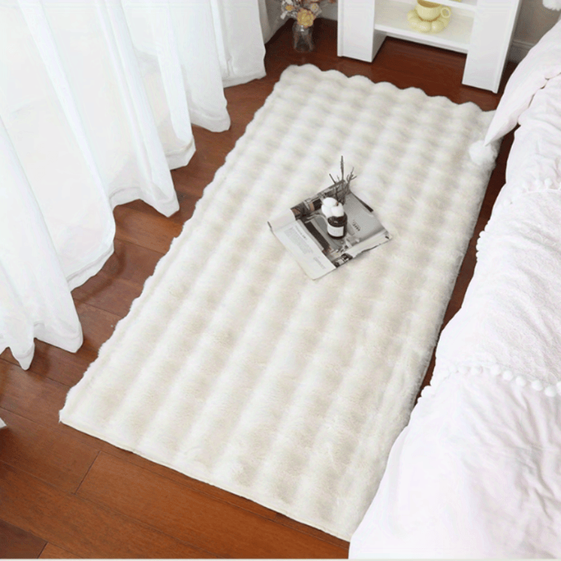 1pc Soft Plush Shaggy Area Rugs, Fluffy Bubble Velvet Floor Carpet For Bedroom Living Room, Bedside Rugs, Non-Slip Washable Carpet,