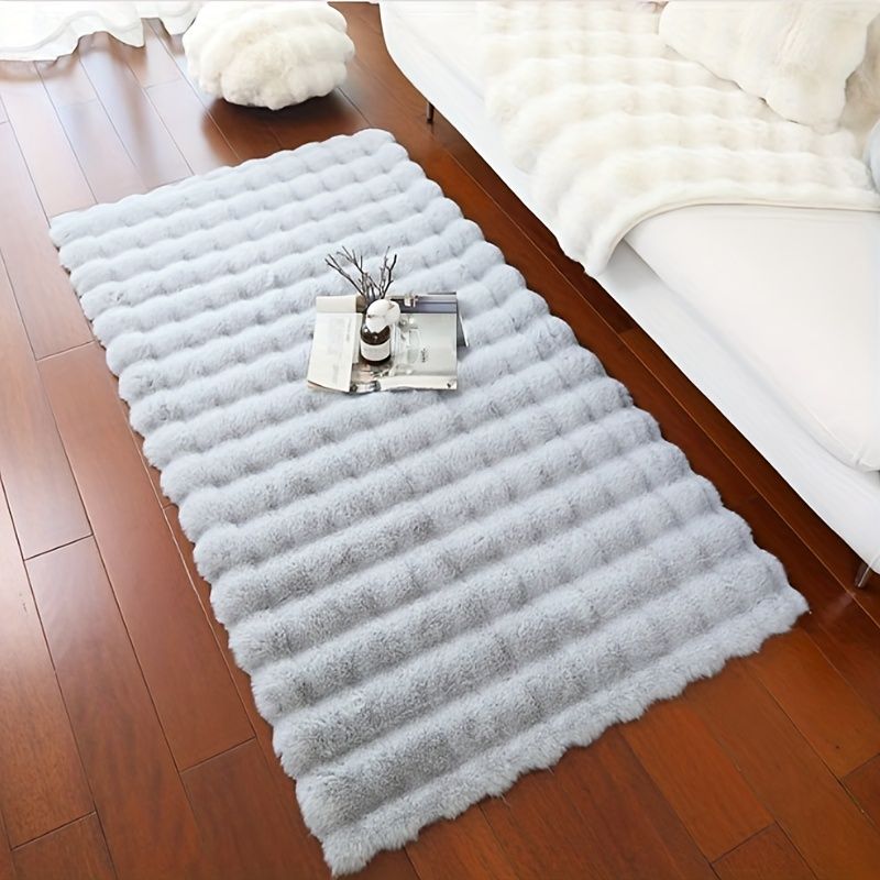 1pc Soft Plush Shaggy Area Rugs, Fluffy Bubble Velvet Floor Carpet For Bedroom Living Room, Bedside Rugs, Non-Slip Washable Carpet,