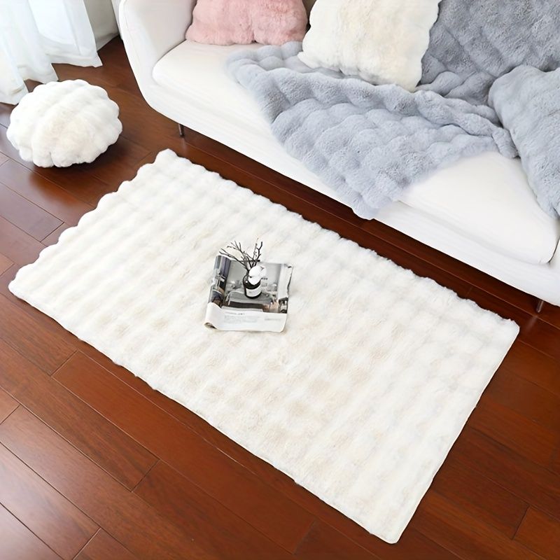 1pc Soft Plush Shaggy Area Rugs, Fluffy Bubble Velvet Floor Carpet For Bedroom Living Room, Bedside Rugs, Non-Slip Washable Carpet,