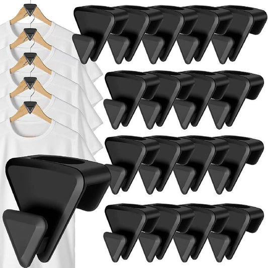 18pcs Clothes Hangers Connector Hooks, Space Triangles Hanger Hooks, Space Saving Closet Organizers And Hanger, As Seen On TV, Cascading Clothes Hanger Hooks To Create Up To 5X Closet Space, Black