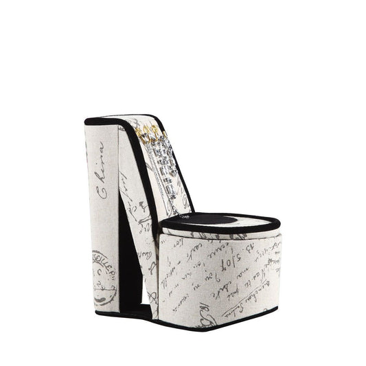 9" Tall Display Jewelry Box with Hooks, High Heel Shoe Design, Stencil Letter Print