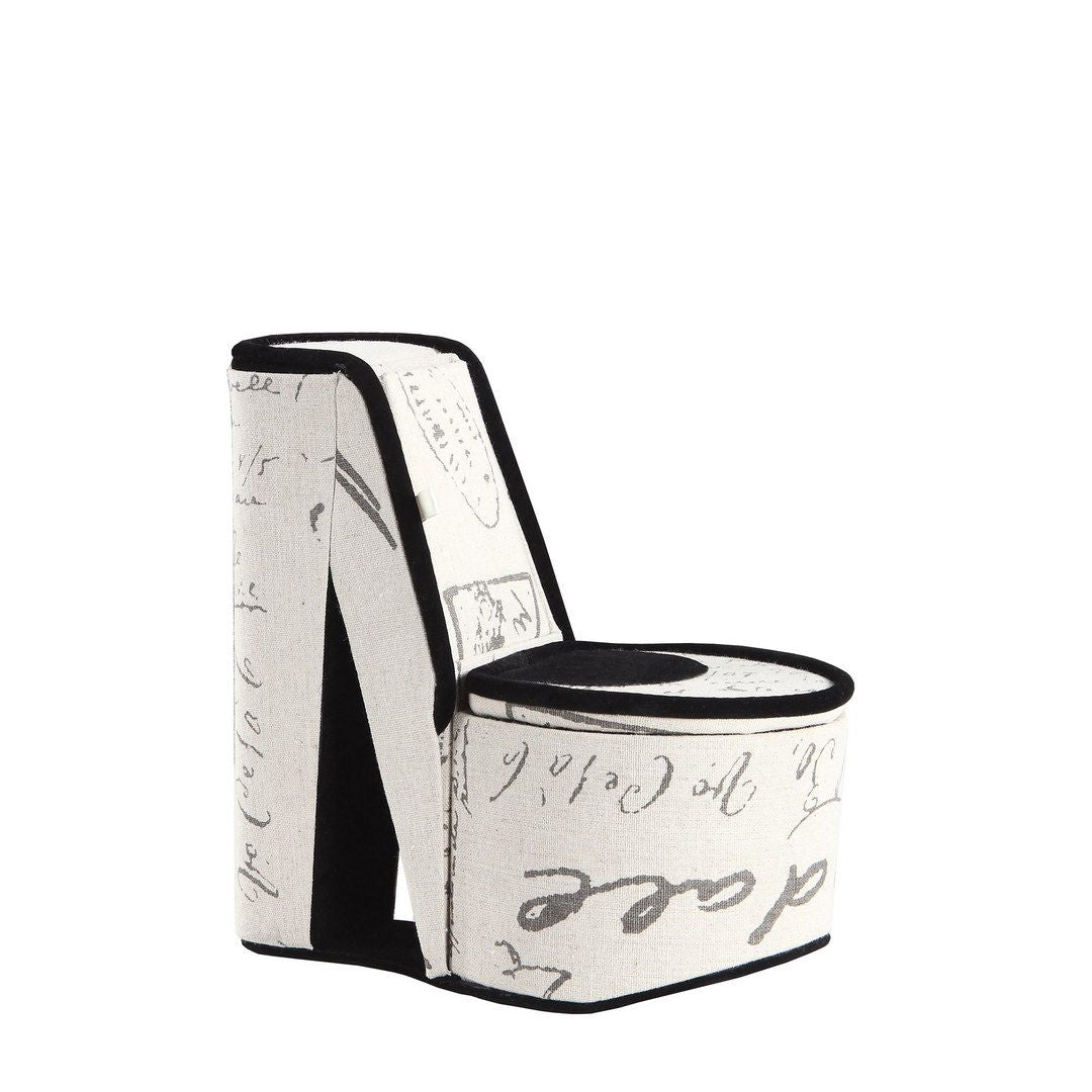 9" Tall Display Jewelry Box with Hidden Storage, High Heel Shoe Design, Stencil Letter Print