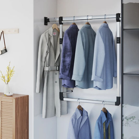 Telescopic Wardrobe Hanging Rail Silver