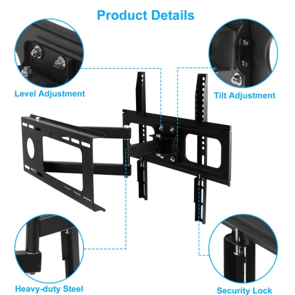 TV Wall Mount Swivel Tilt Full-Motion Articulating Wall Rack For 32in-55in TVs 99lbs Max Bearing