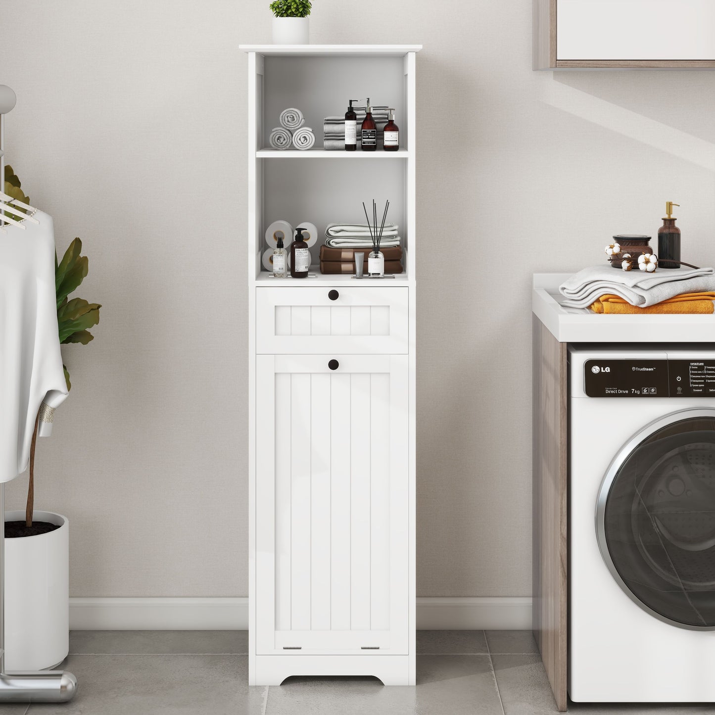 One-Compartment One-Drawer Tilt-Out Laundry Sorter Cabinet