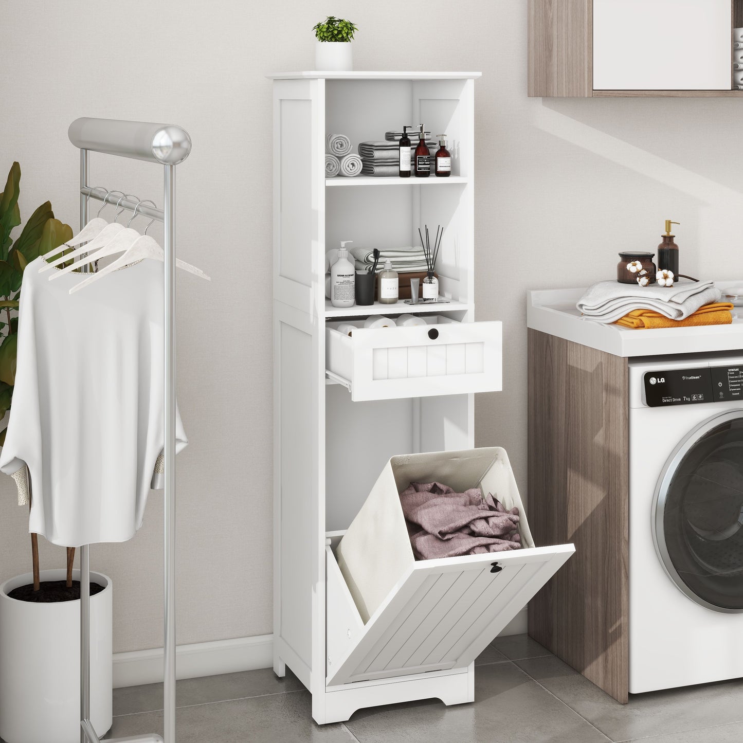 One-Compartment One-Drawer Tilt-Out Laundry Sorter Cabinet