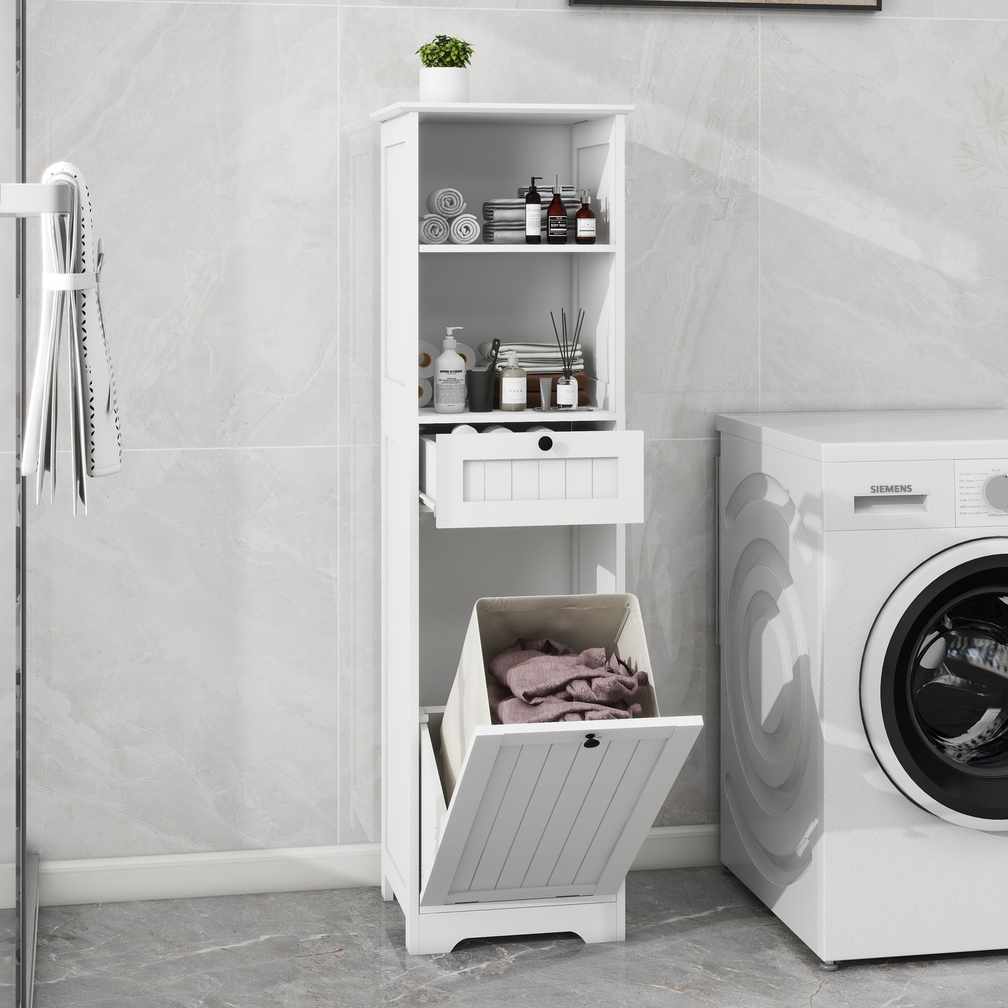 One-Compartment One-Drawer Tilt-Out Laundry Sorter Cabinet