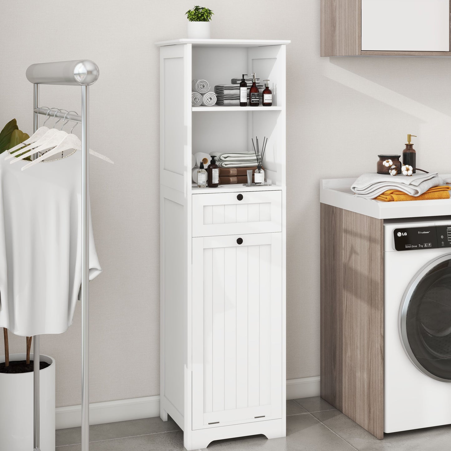 One-Compartment One-Drawer Tilt-Out Laundry Sorter Cabinet