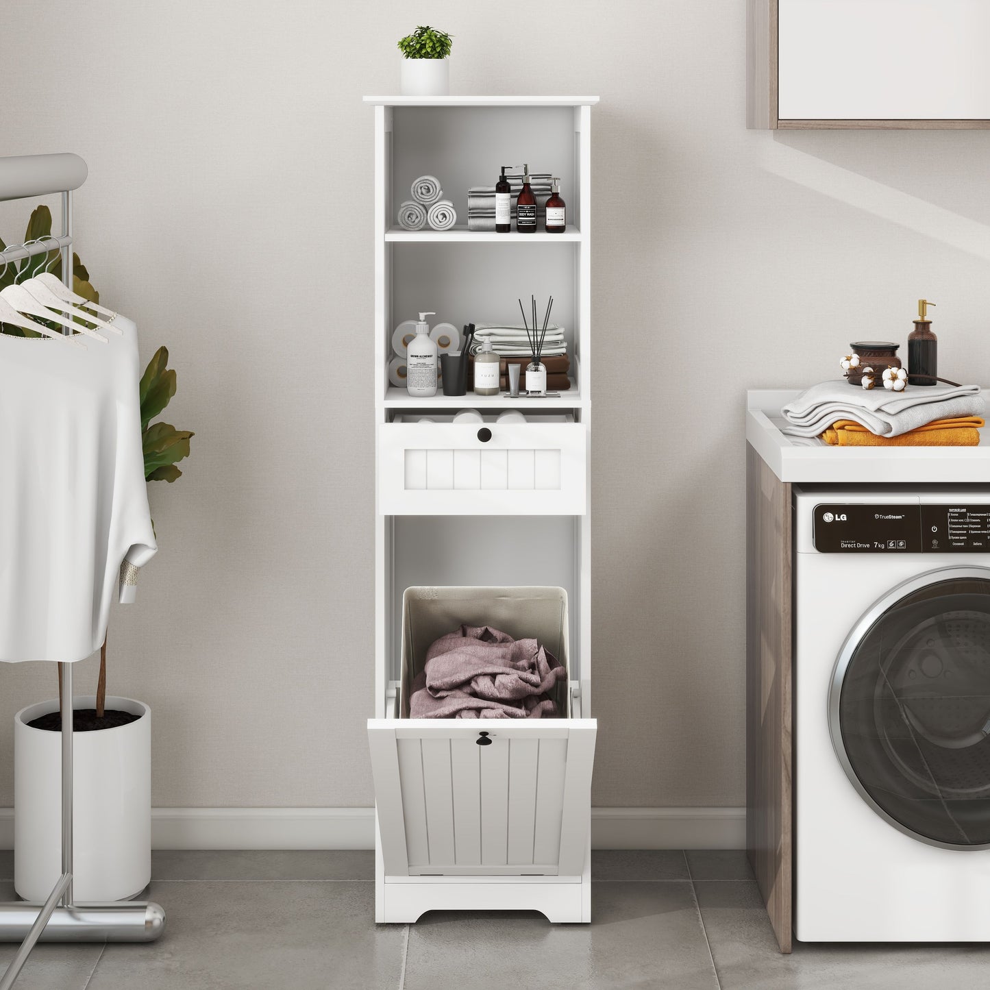 One-Compartment One-Drawer Tilt-Out Laundry Sorter Cabinet