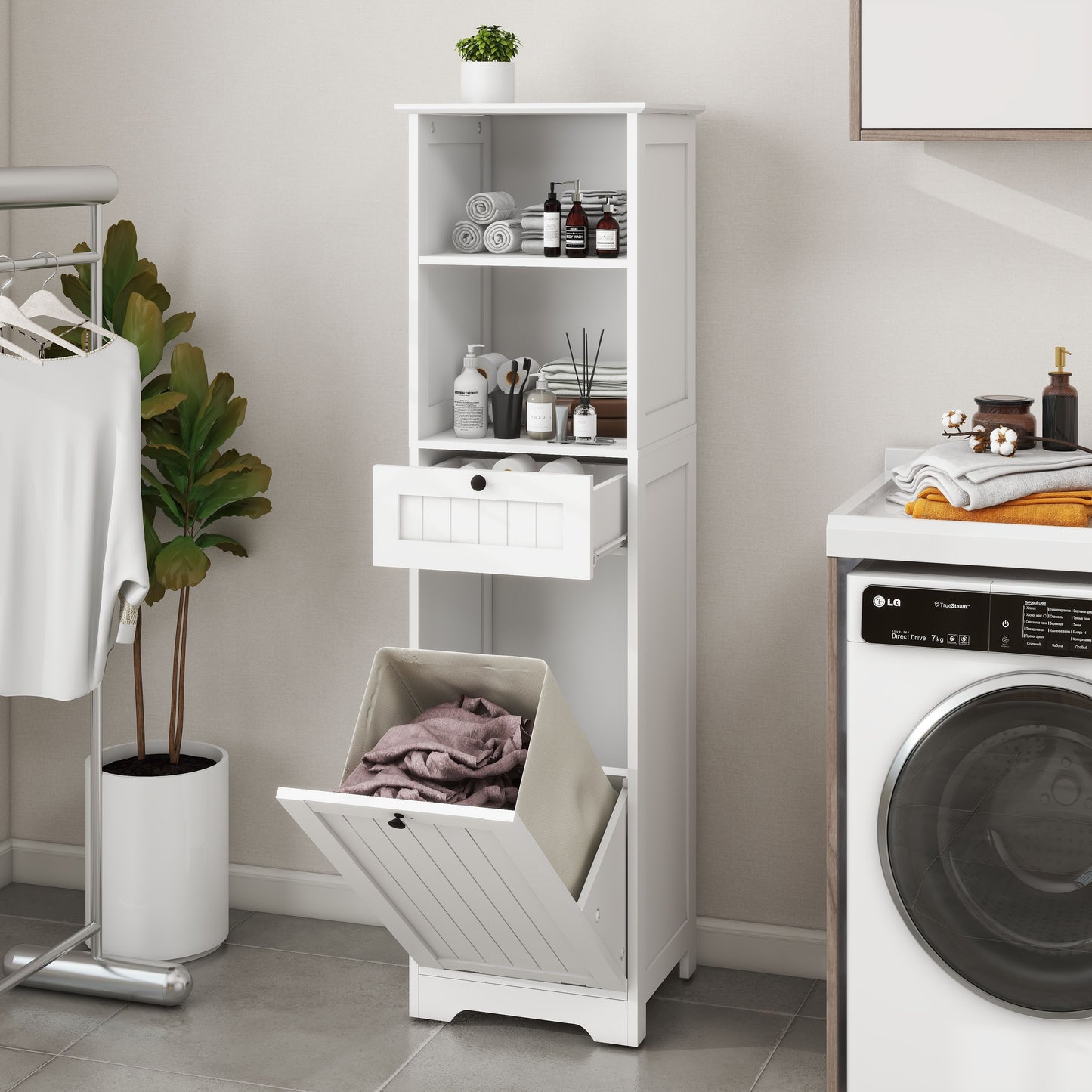 One-Compartment One-Drawer Tilt-Out Laundry Sorter Cabinet